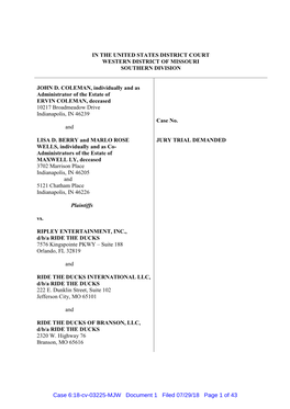 Case 6:18-Cv-03225-MJW Document 1 Filed 07/29/18 Page 1 of 43 And