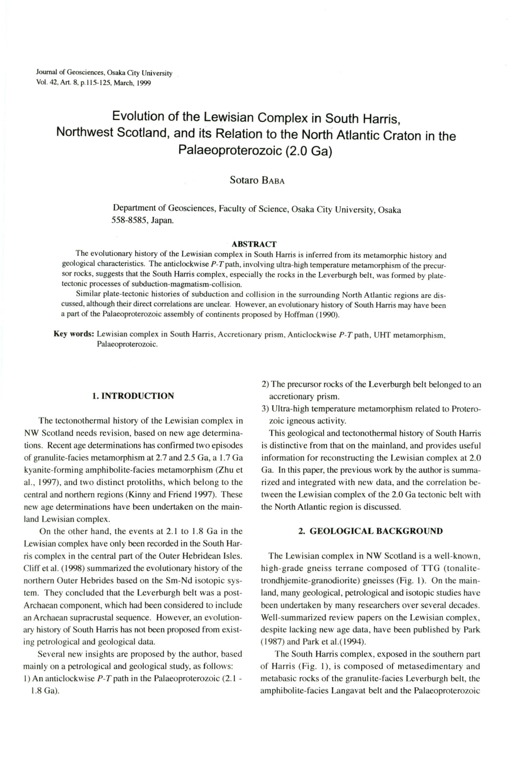 Evolution of the Lewisian Complex in South Harris, Northwest Scotland, and Its Relation to the North Atlantic Craton in the Palaeoproterozoic (2.0 Ga)