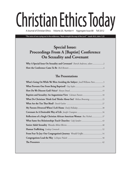 Special Issue: Proceedings from a [Baptist] Conference on Sexuality and Covenant