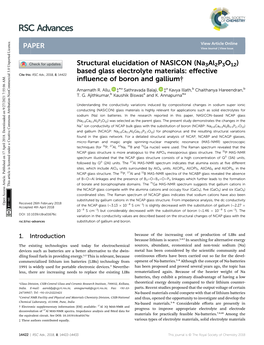 Structural Elucidation of NASICON (Na3al2p3o12) Based Glass Electrolyte Materials: Effective Influence of Boron and Gallium