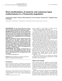 Oral Manifestations of Systemic and Cutaneous Lupus Erythematosus in a Venezuelan Population