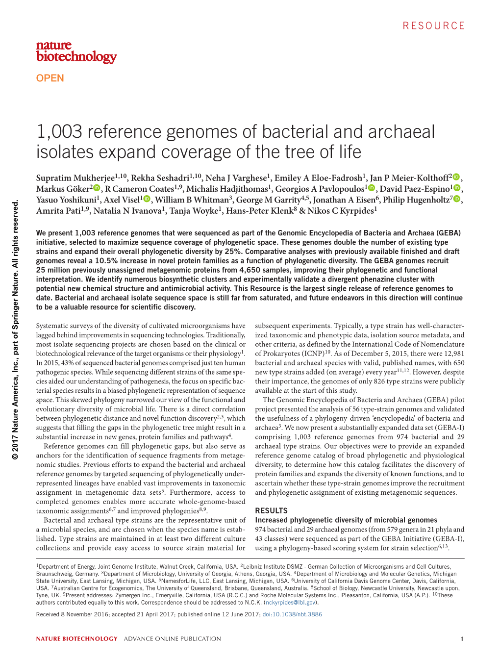 1,003 Reference Genomes of Bacterial and Archaeal Isolates Expand