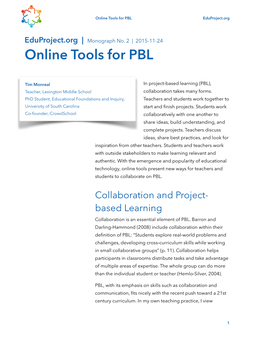 Online Tools for PBL Eduproject.Org