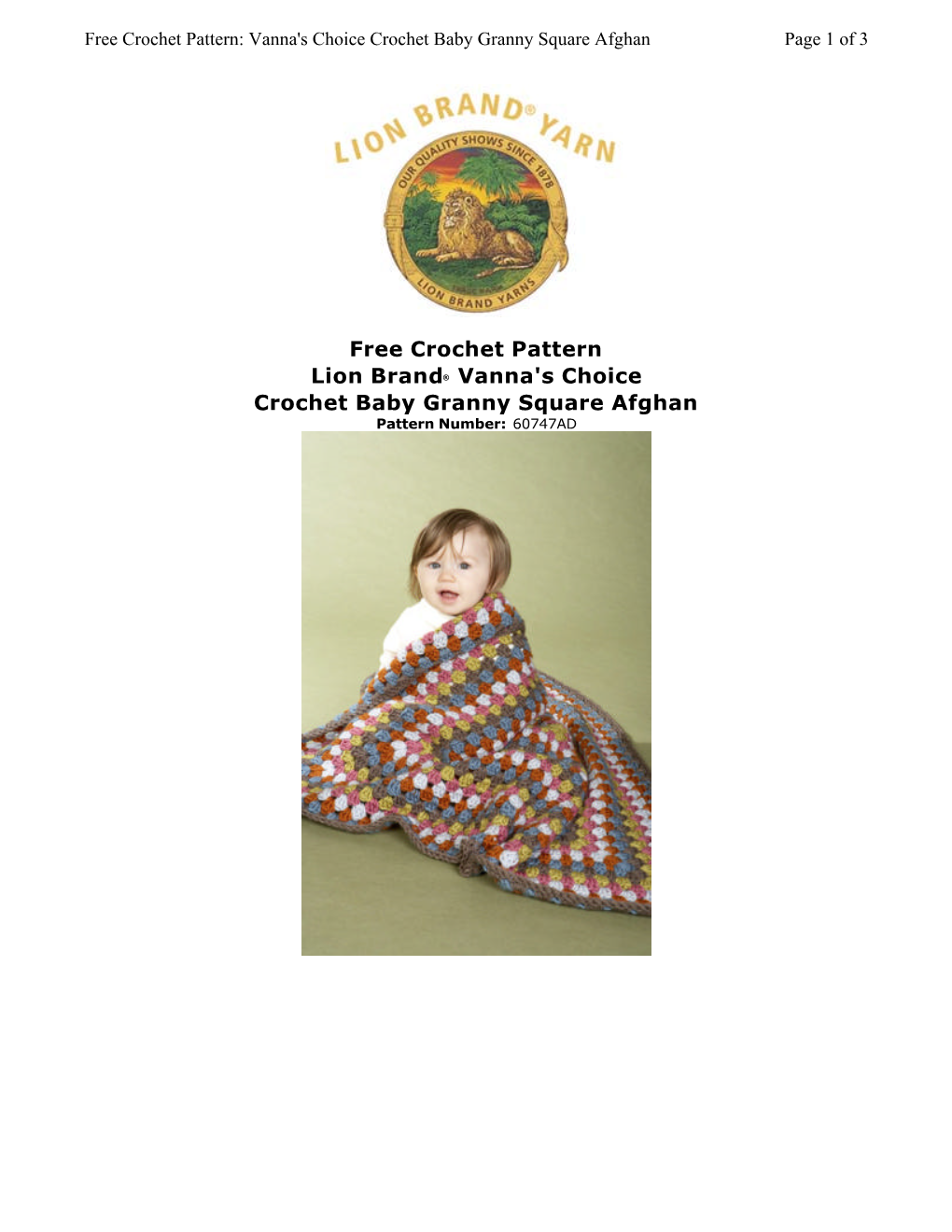 Free Crochet Pattern Lion Brand® Vanna's Choice Crochet Baby