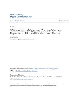 German Expressionist Film and Freud's Dream Theory