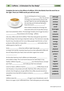 Caffeine – a Stimulant for Our Body? LIU008