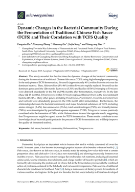 Dynamic Changes in the Bacterial Community During the Fermentation of Traditional Chinese Fish Sauce (TCFS) and Their Correlation with TCFS Quality