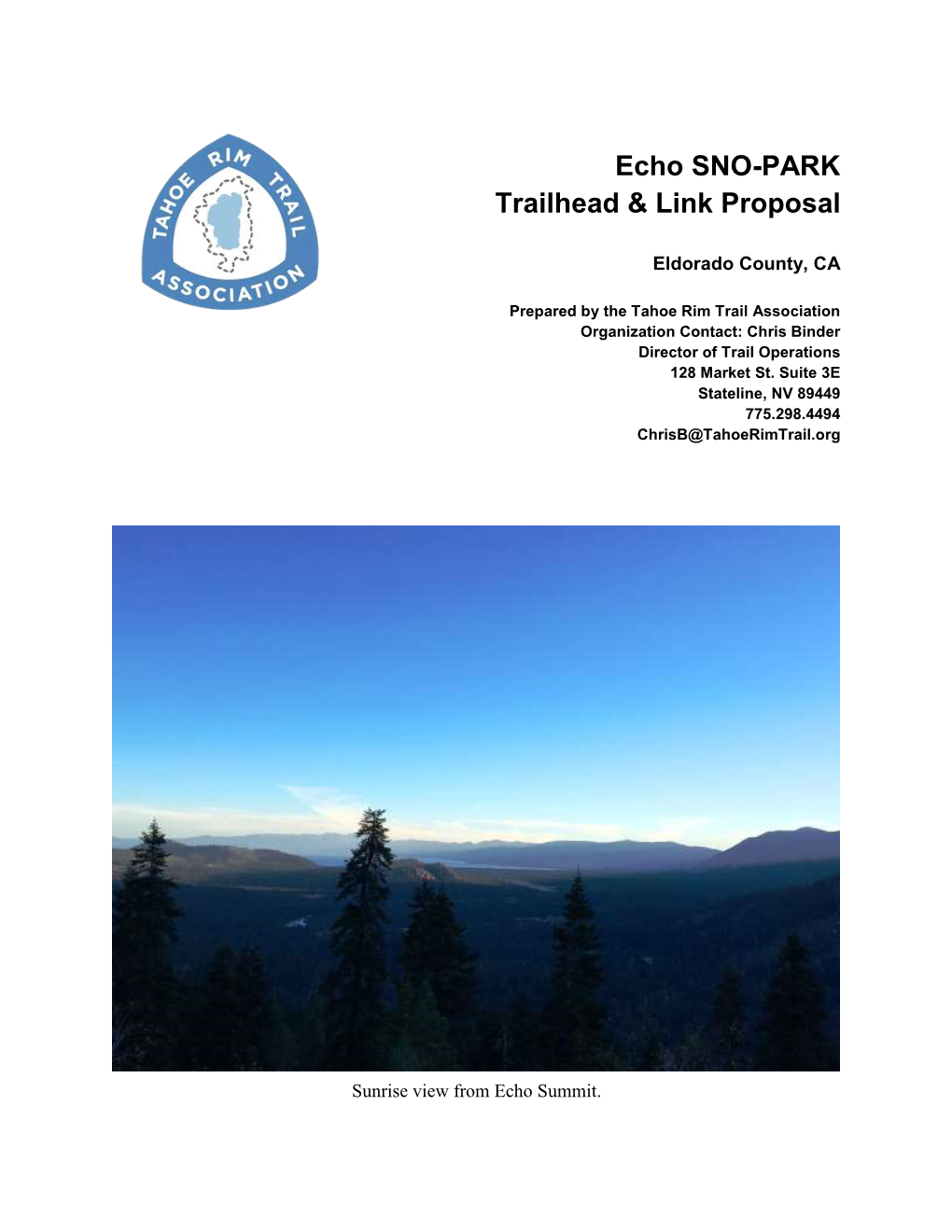 Echo SNO-PARK Trailhead & Link Proposal