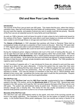 Old and New Poor Law Records