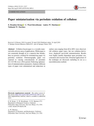 Paper Miniaturization Via Periodate Oxidation of Cellulose