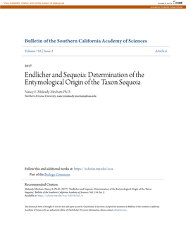Endlicher and Sequoia: Determination of the Entymological Origin of the Taxon Sequoia Nancy E