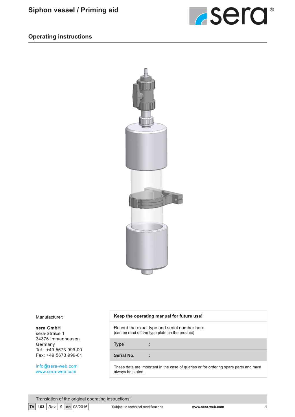 Siphon Vessel / Priming Aid