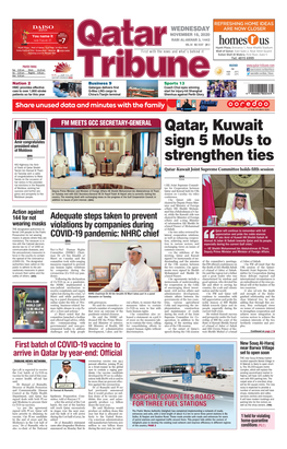 Qatar, Kuwait Sign 5 Mous to Strengthen Ties