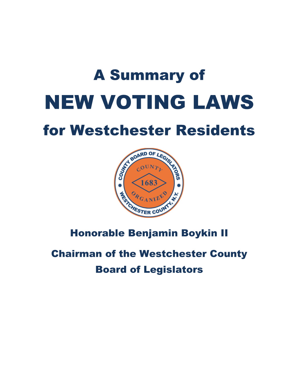 NEW VOTING LAWS for Westchester Residents