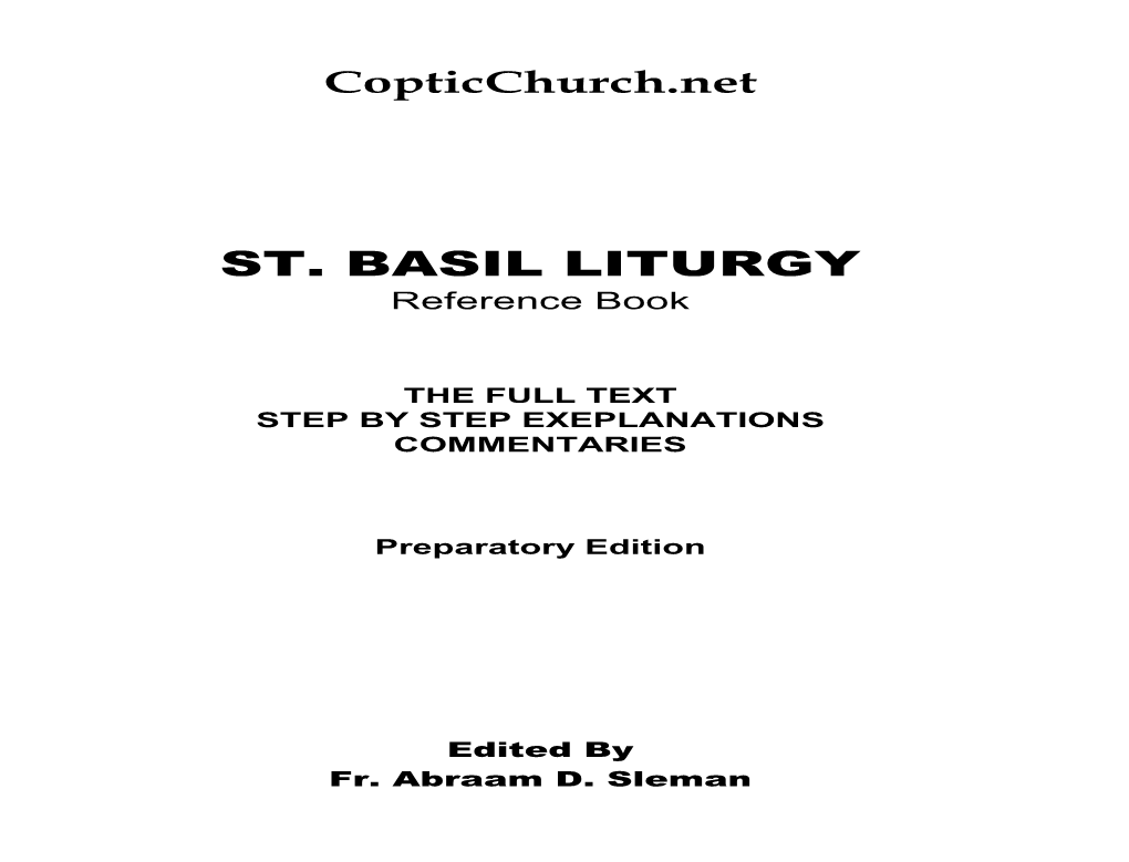 ST. BASIL LITURGY Reference Book