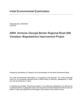 Armenia–Georgia Border Regional Road (M6 Vanadzor–Bagratashen) Improvement Project