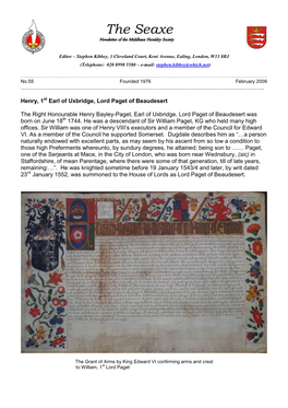 The Seaxe Newsletter of the Middlesex Heraldry Society