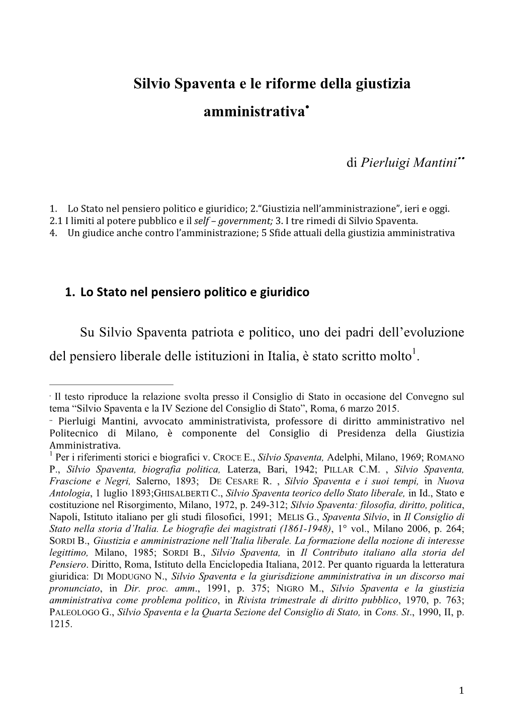 Silvio Spaventa E Le Riforme Della Giustizia Amministrativa•