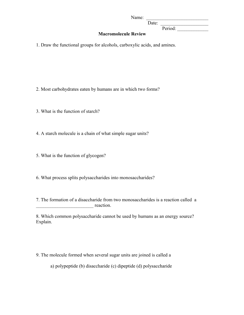 Macromolecule Review