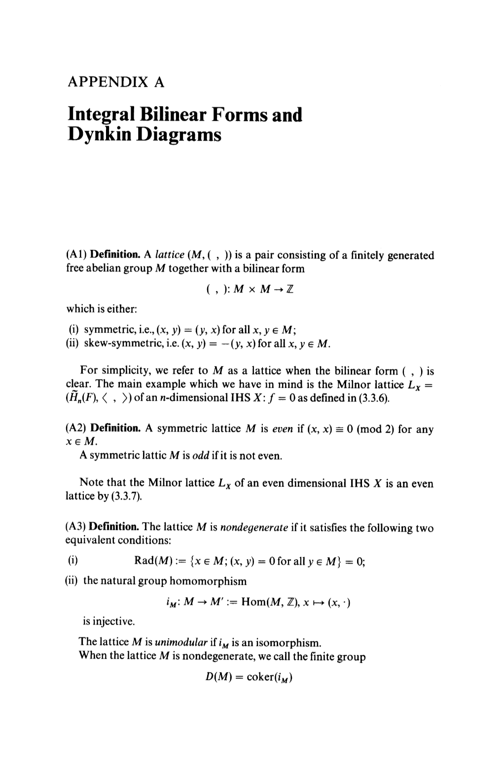 Integral Bilinear Forms and Dynkin Diagrams
