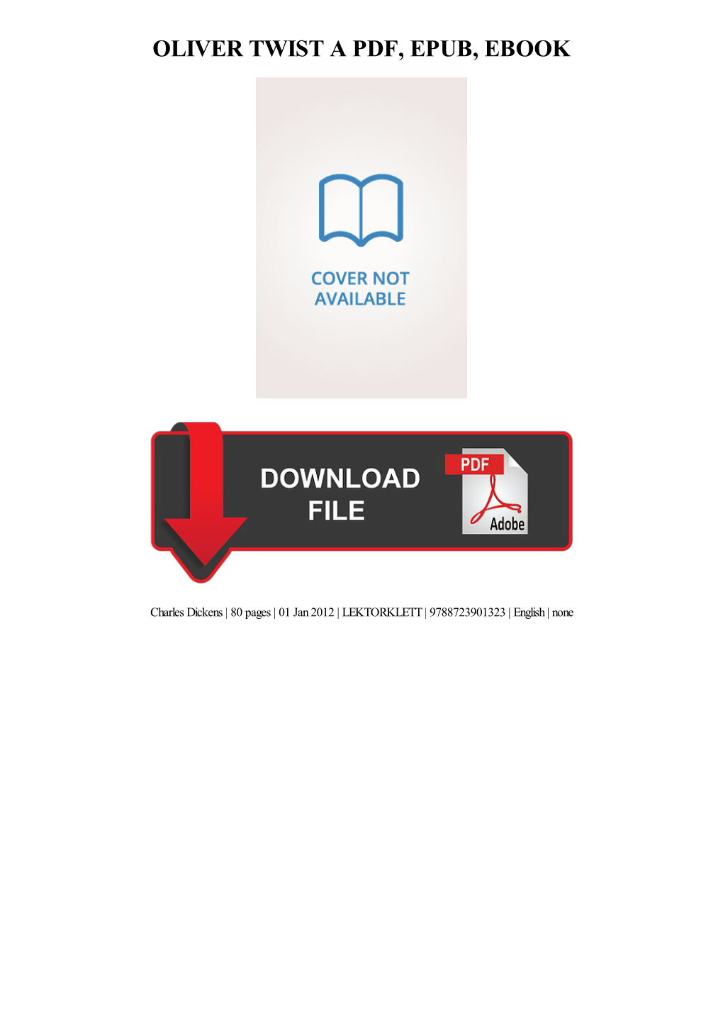 Ebook Download Oliver Twist a Pdf Free Download