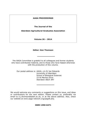 AAGA PROCEEDINGS the Journal of the Aberdeen Agricultural