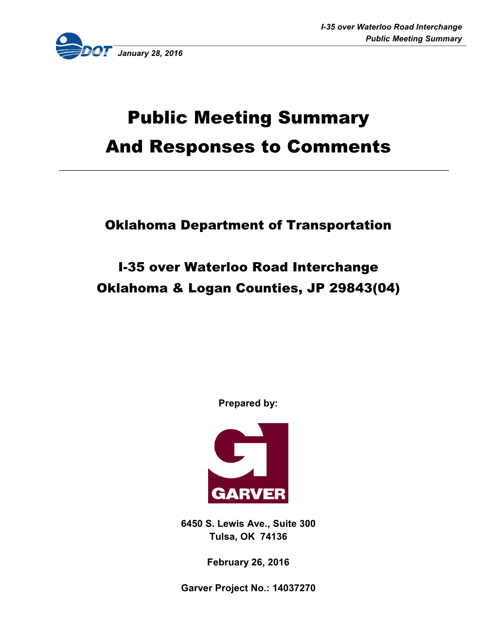 Public Meeting Summary and Responses to Comments