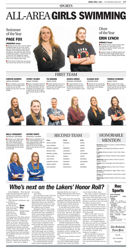 All-Area Girls Swimming