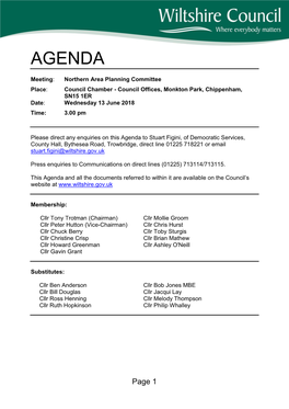 (Public Pack)Agenda Document for Northern Area Planning Committee
