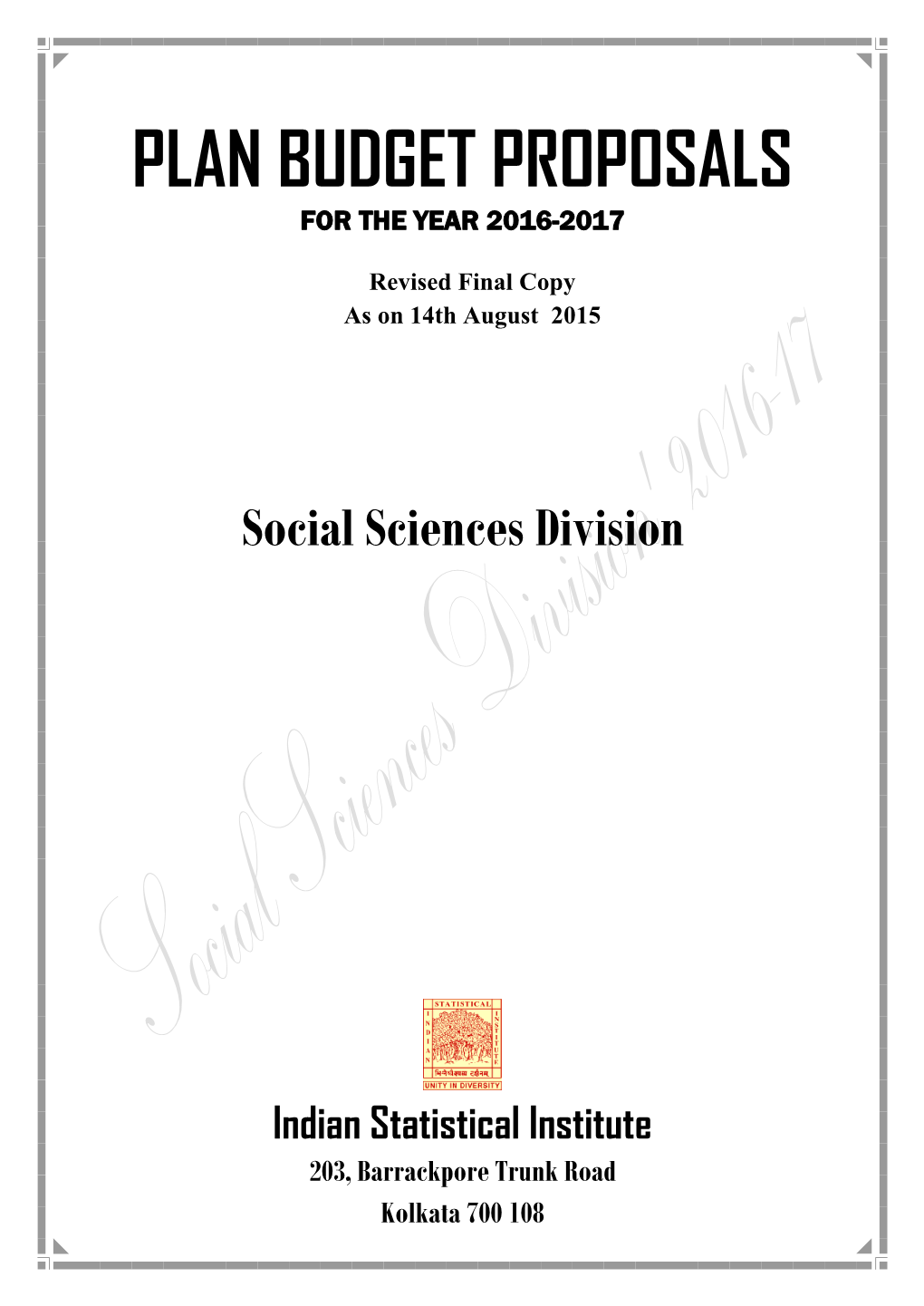 Year 2016-17 … … 59 List of Publications of DCSW Members: 2010 – 2015, ERU … … 74