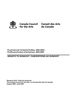 Grants to Nunavut / Subventions Au Nunavut