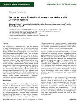 Soccer for Peace: Evaluation of In-Country Workshops with Jordanian Coaches