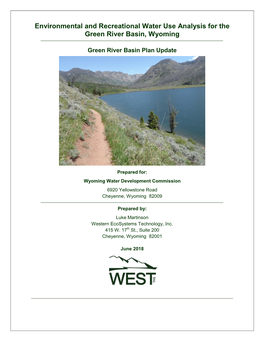 Environmental and Recreational Water Use Analysis for the Green River Basin, Wyoming
