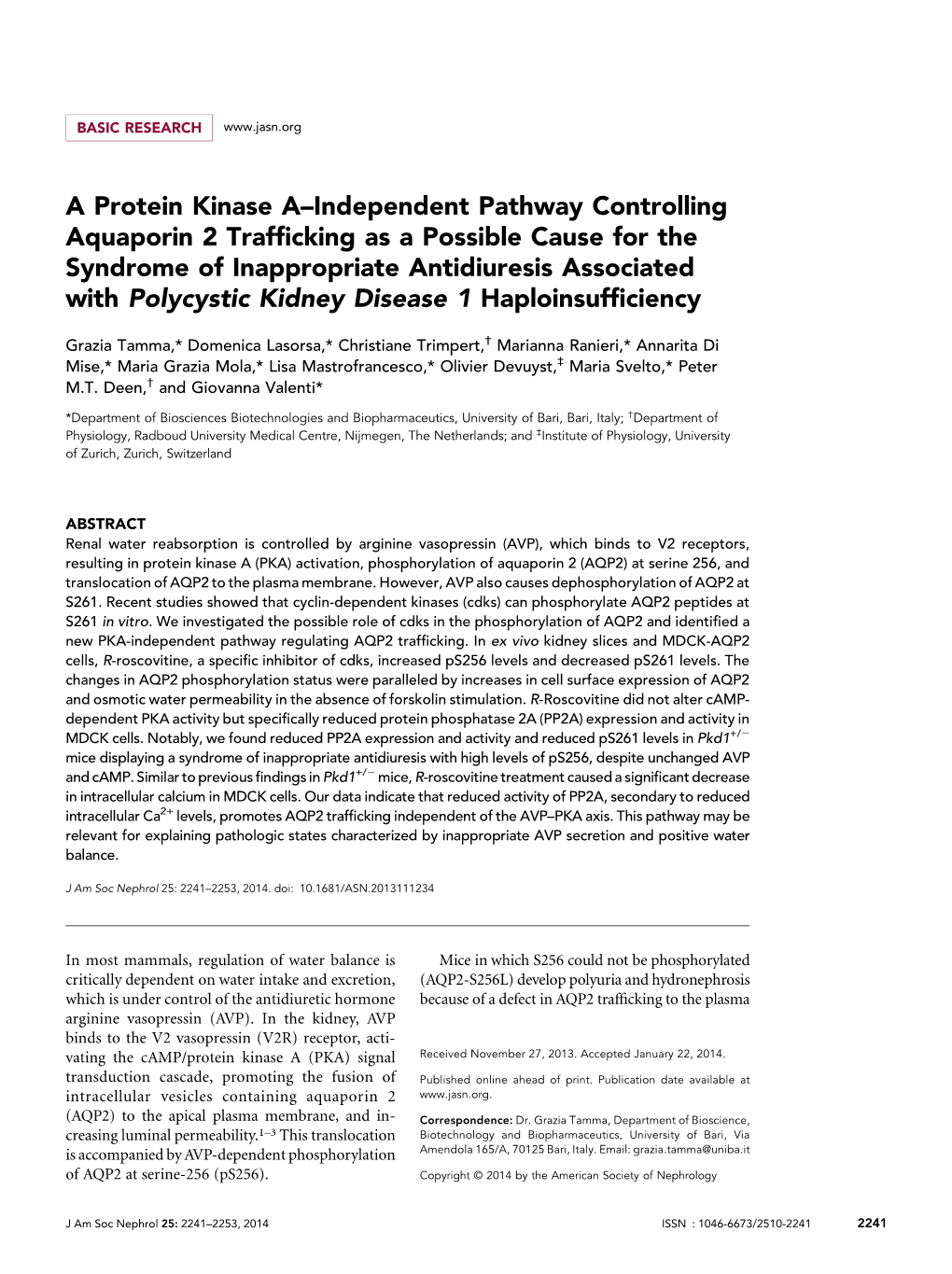 A Protein Kinase A–Independent Pathway Controlling