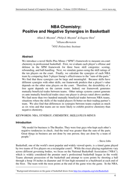 NBA Chemistry: Positive and Negative Synergies in Basketball