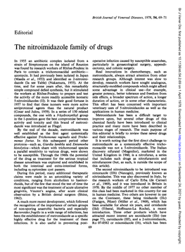 The Nitroimidazole Family of Drugs