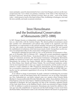 Imre Henszlmann and the Institutional Conservation of Monuments (1872–1888)
