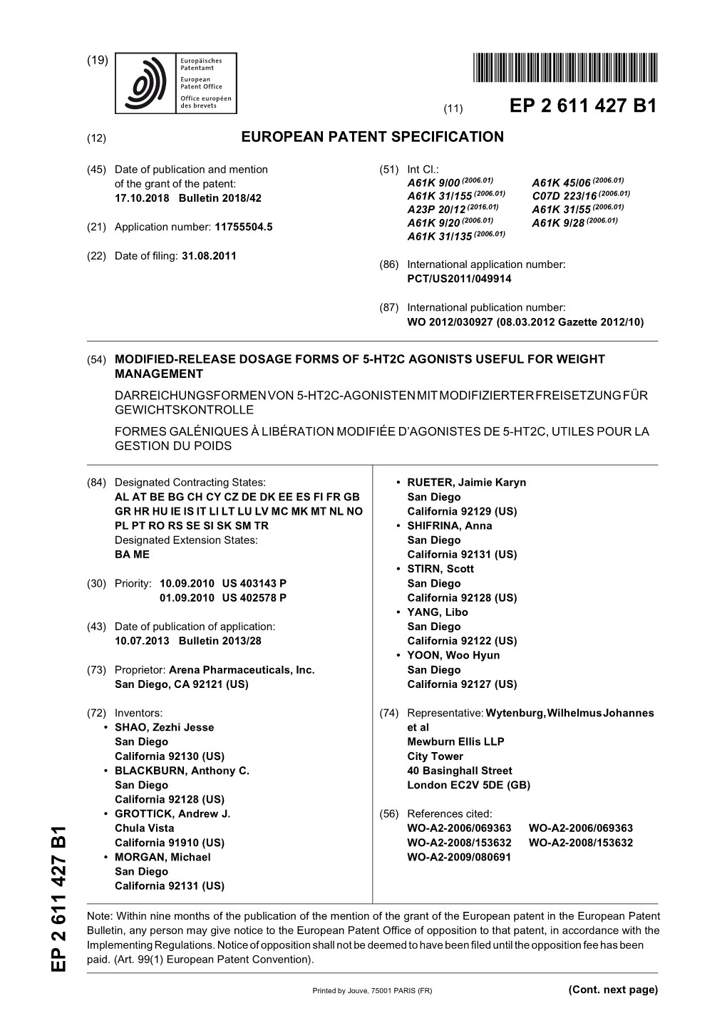 Modified-Release Dosage Forms of 5-Ht2c Agonists