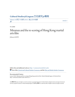 Miramax and the Re-Scoring of Hong Kong Martial Arts Film Johnson LEOW