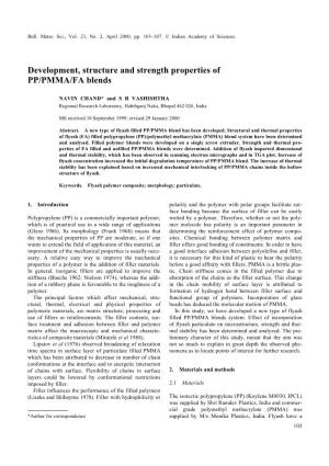 Development, Structure and Strength Properties of PP/PMMA/FA Blends