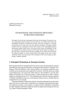 On Pragmatic and Cognitive Processes in Meaning Variation