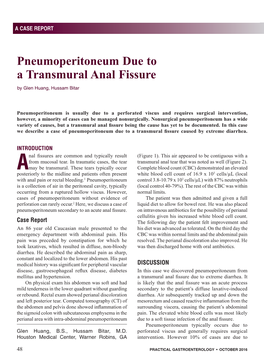 Pneumoperitoneum Due to a Transmural Anal Fissure by Glen Huang, Hussam Bitar