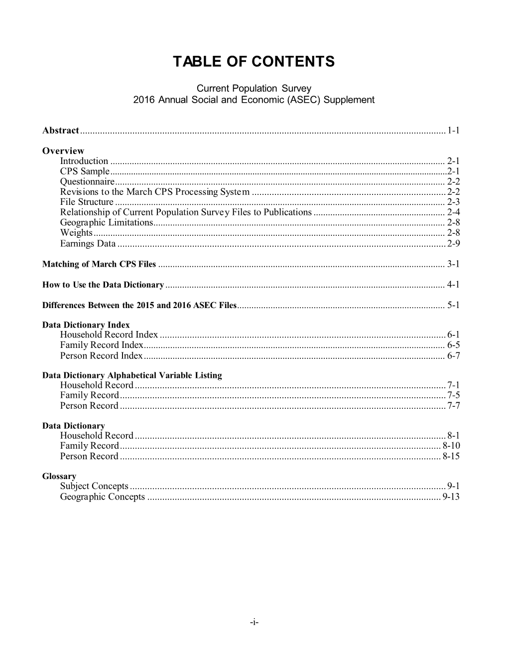 Table of Contents