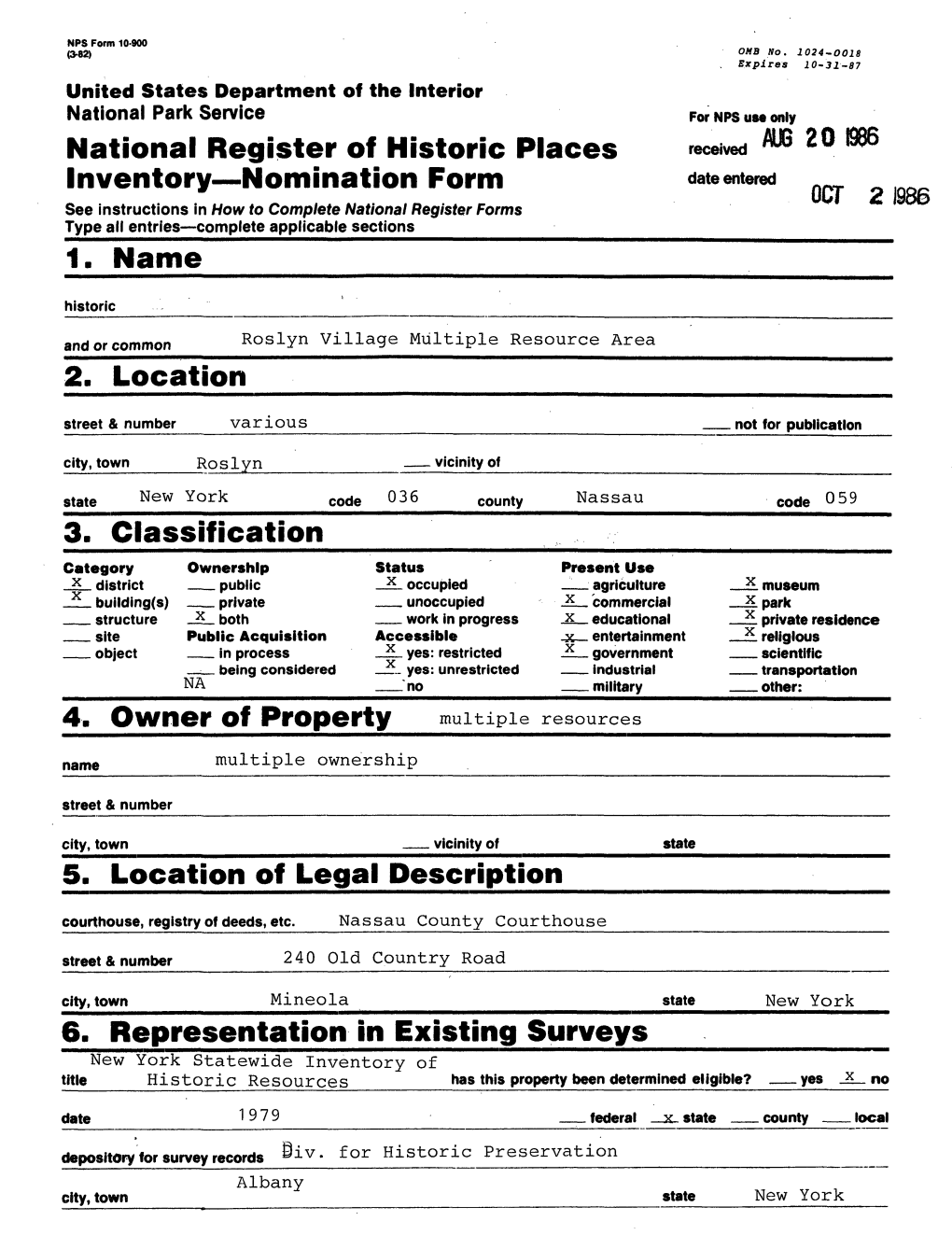 National Register of Historic Places Inventory Nomination Form 1