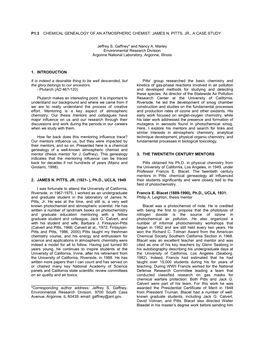 P1.3 Chemical Genealogy of an Atmospheric Chemist: James N. Pitts, Jr., a Case Study