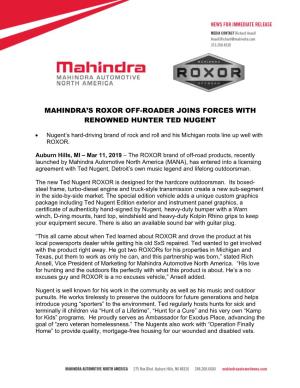 Mahindra's Roxor Off-Roader Joins Forces With