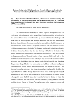 Letters Concerning the Crusader States During the Pontificates Of
