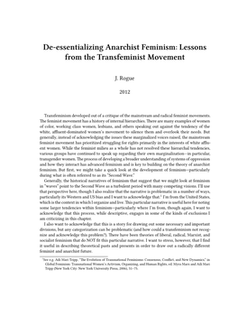 De-Essentializing Anarchist Feminism: Lessons from the Transfeminist Movement
