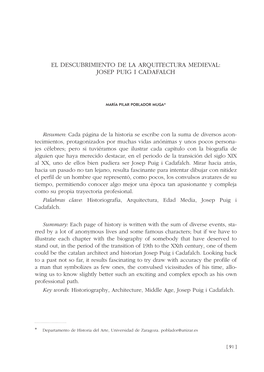 El Descubrimiento De La Arquitectura Medieval: Josep Puig I Cadafalch