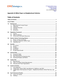 Appendix G: White Paper on Neighborhood Vehicles